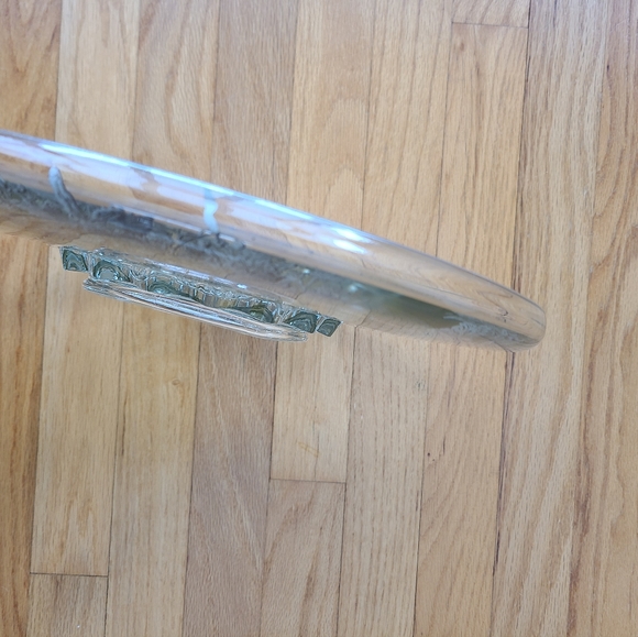 MCM glass pedestal serving plate platter